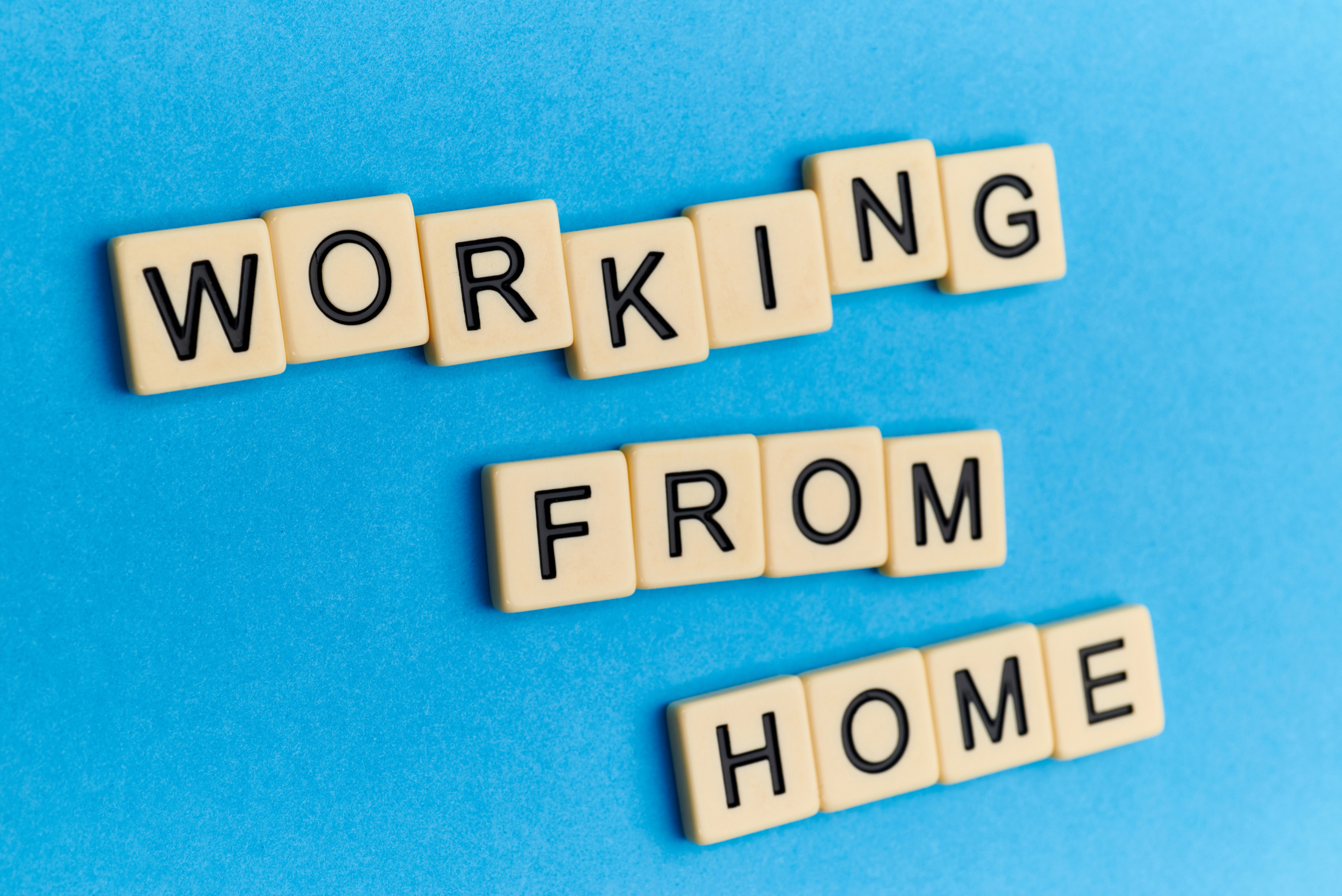 working from home written in scrabble tiles